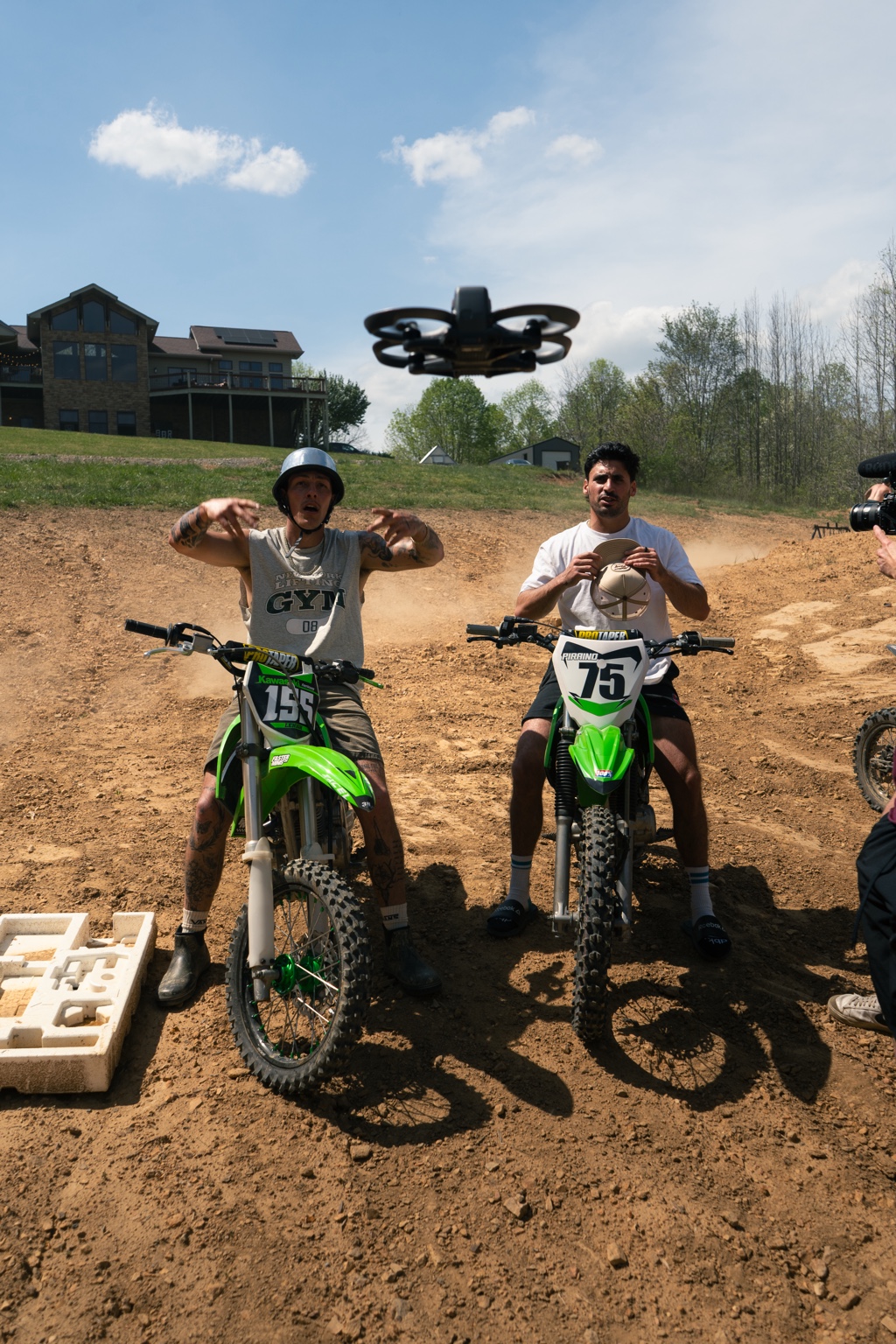 Motocross riders at a dirt-bike event